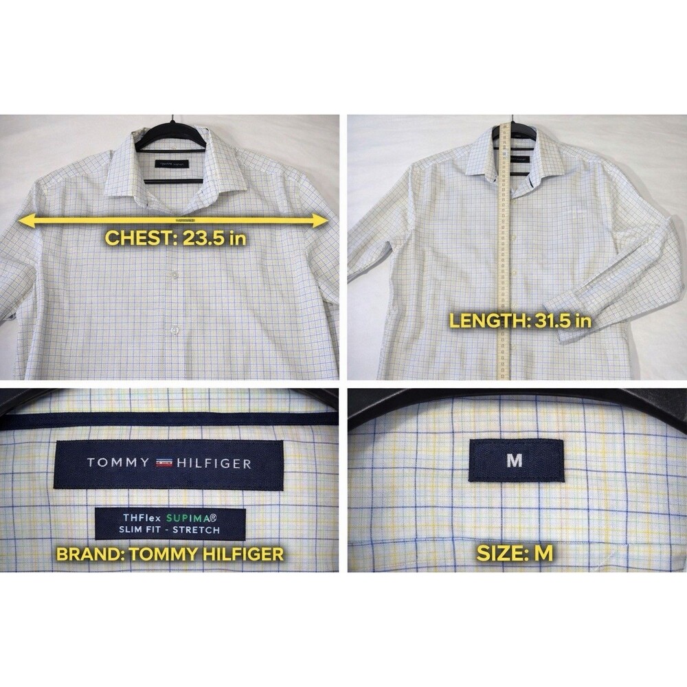 Tommy Hilfiger Men’s Slim Fit Check Dress Shirt Supima Cotton Stretch. - Picture 7 of 7